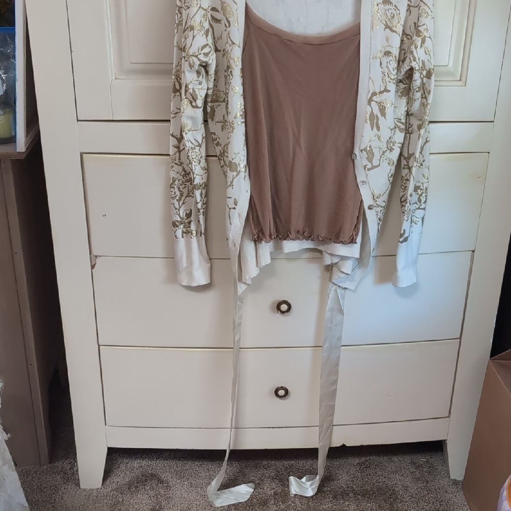 Sweater with sheer tank and belt
